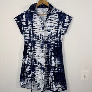 Tulip Navy and White Tie-Dye XS cotton mini Dress with pockets